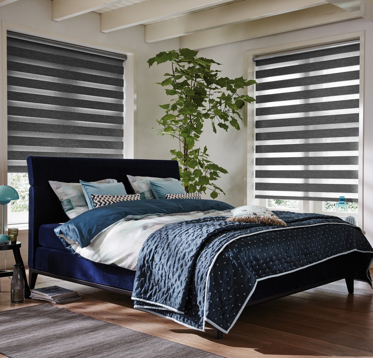 Luxaflex Grey & Black Twist Roller Blinds Made To Measure